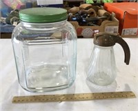 Glass container & glass syrup pitcher