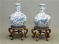 Pair Chinese Ceramic Vases on Stands