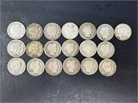 Nineteen Barber Dimes (1909-1916, with 1913-S)