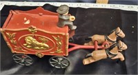 cast iron horses & cart with driver