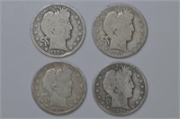 4 - Liberty head Barber Half Dollars