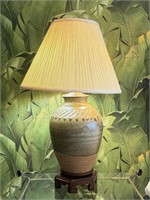 Handsome Asian Influence Pottery Table Lamp