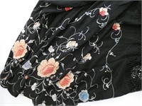 Antique Chinese black floral piano shawl