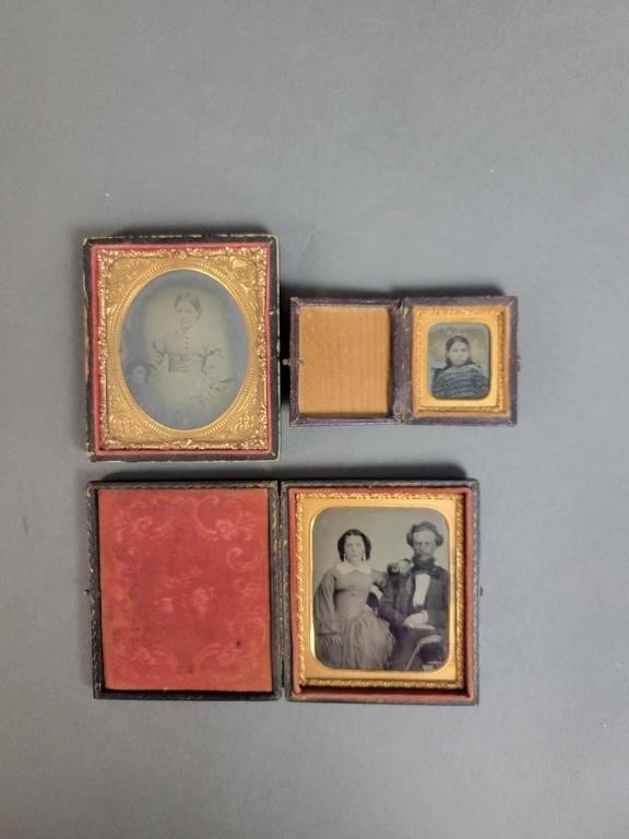 3 Daguerreotypes In Cases.