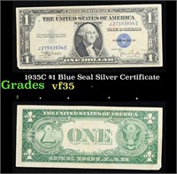 1935C $1 Blue Seal Silver Certificate Grades vf++