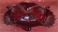 Antique glass serving bowl - Ruby red