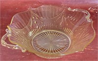 Antique yellow glass serving bowl