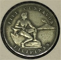 1944 Philippine Five Centavo Coin