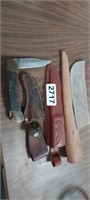 4 SHEATHS AND A POCKET KNIFE