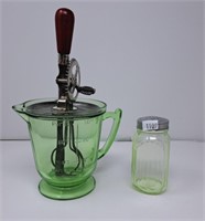 Uranium glass hand whisker and seasoning shaker