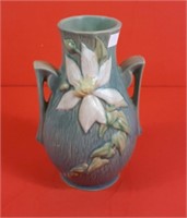 Roseville pottery floral vase with handles