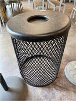 Outdoor Black Metal Trash Can