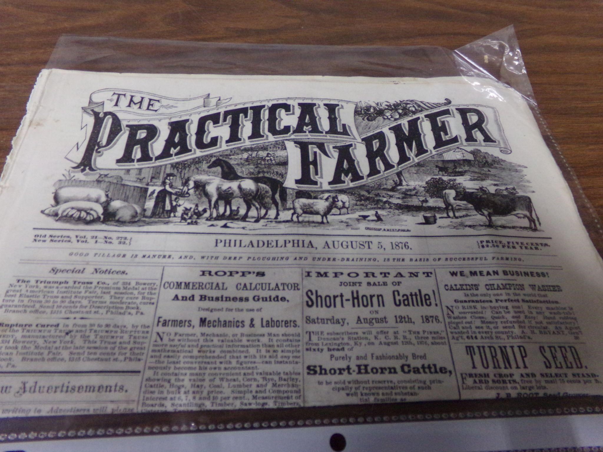 1876 Practical farmer paper