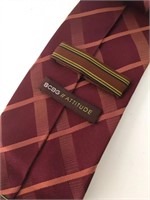 BCBG Attitude Mens Dark Red Geometric 100% Silk