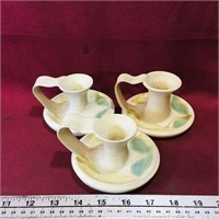 Set Of 3 Flo Greig Pottery Candleholders