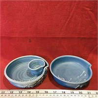 Pair Of Signed NB Pottery Pieces