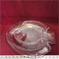 Set Of 3 Glass Fish Serving Dishes
