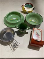 Enamelware Child’s Dish set, Match holder