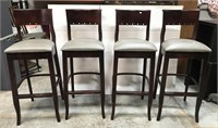 Set of four wood barstools