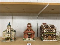 Three Colonial Village Christmas Houses