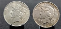 1922 & 1924 Peace Silver  Dollars