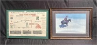 Pair of framed vintage advertisement lithograph &