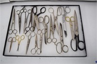 17 Pairs of Vintage Scissors in Glass Case*