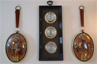 2 Dried Flower Wall Pictures and Weather Station