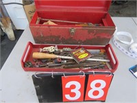 METAL TOOL BOX WITH CONTENTS - DRILL BITS,