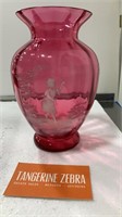Fenton Mary Gregory Cranberry Vase