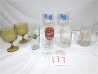 Beer Mugs - Pabst Blue Ribbon Glasses - Seagrams