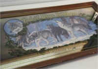 PABST BLUE RIBBON BEER MIRROR W/WOLF. 15-1/2"H X