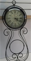 32" H IRON WALL CLOCK. BATTERY NEEDED. NICE.