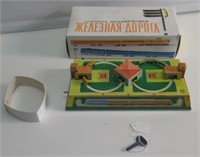RUSSIAN TIN TOY TRAIN W/KEY & ORI BOX. 10"L X 5"W