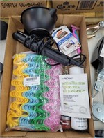 Hair rollers, straight iron, skin care items