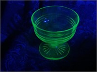 Vintage Uranium Depression Glass Desert Bowl