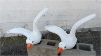 Concrete Garden Statue Sea Gulls w/ Lawn Stakes
