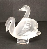 Lalique Frosted Crystal Swans