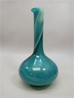 MCM Turquoise Cased Art Glass Bottle Vase