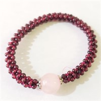 $160  Garnet Rose Quartz Bracelet