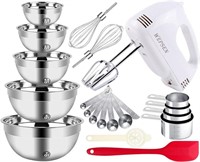 5-Speed Electric Hand Mixer, 5 Large Mixing Bowls