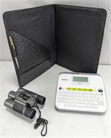 Brother Label Maker, Binocular & Leather Folder