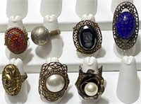 8pc Cabochon Stone Rings