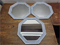 3 Hexagon MirrorsBlue Framed@14inx14inx3/4inThick