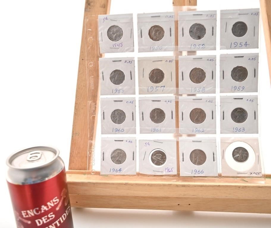 16 pièces de 5 cents, Canada, à partir de 1945