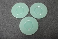 Lot of 3 Green Glass Plates