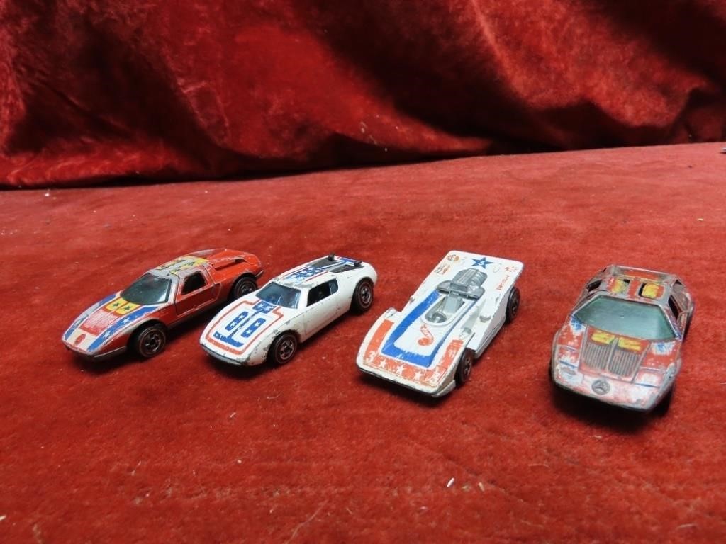 (4)1960's/70's Red line Hot wheels diecast cars.