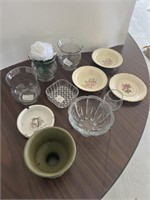 Assortment of candy dish, candle holder, etc.