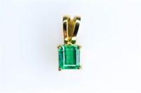 18K Yellow Gold and Emerald Pendant