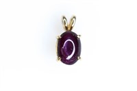 14K Yellow Gold and Ruby Cabochon Pendant